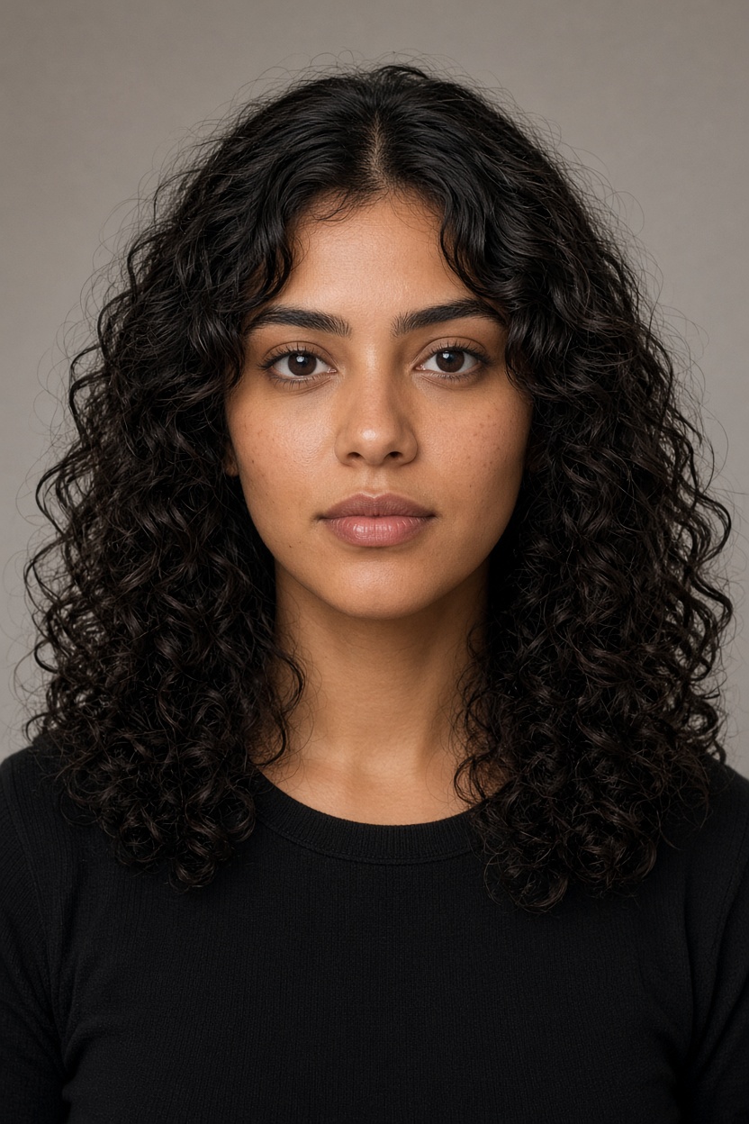 Curtain bangs on curly hair